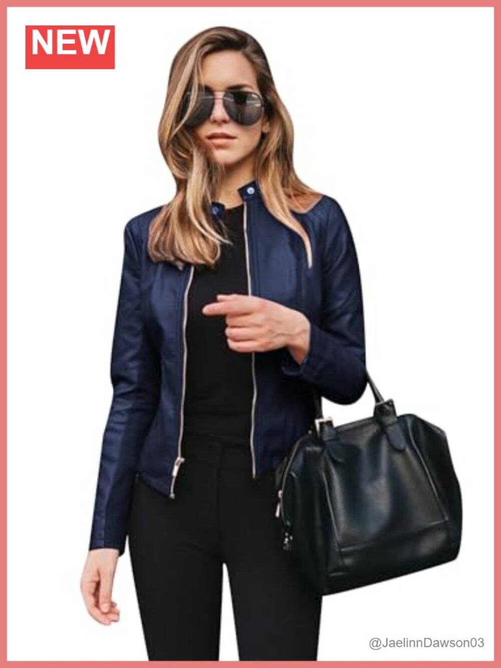 Women's Faux Leather Zip-Up Moto Biker Jacket Oversized Long Sleeve